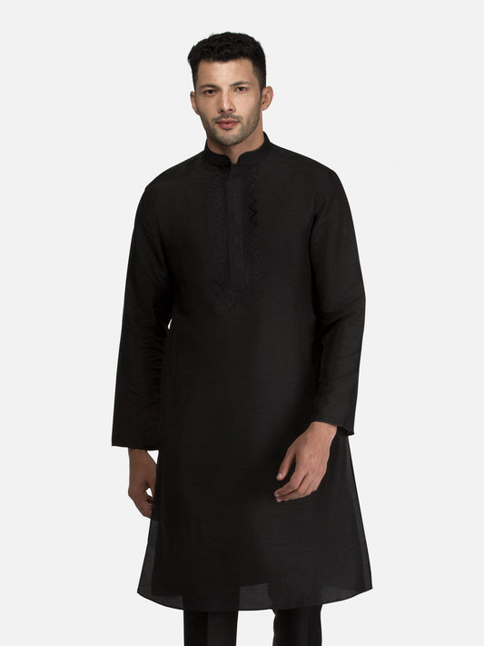 Black Embroidered Short Kurta with Trouser Set 1500