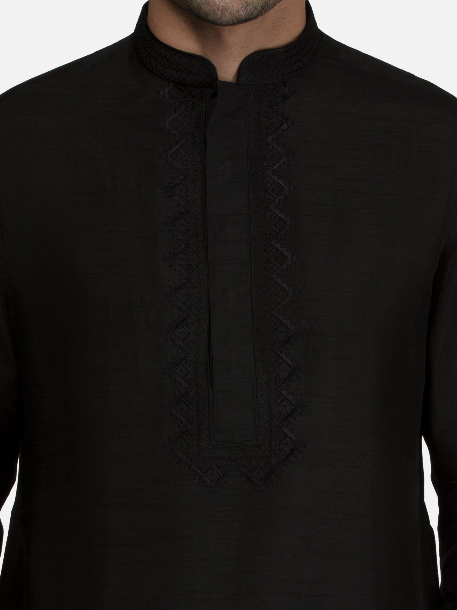 Black Embroidered Short Kurta with Trouser Set