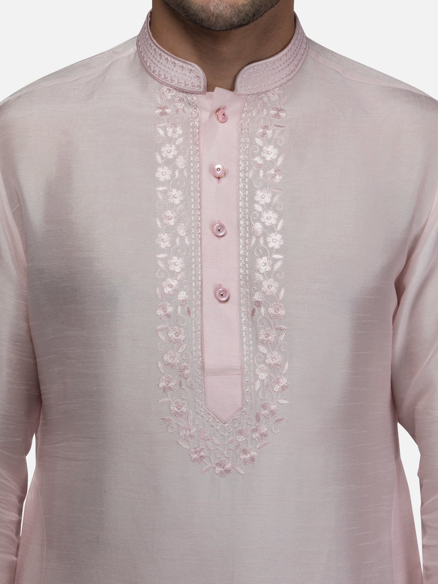 Blush Pink Embroidered Short Kurta with Trouser Set