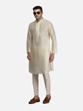 Cream Embroidered Short Kurta with Trouser Set