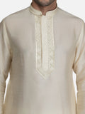 Cream Embroidered Short Kurta with Trouser Set