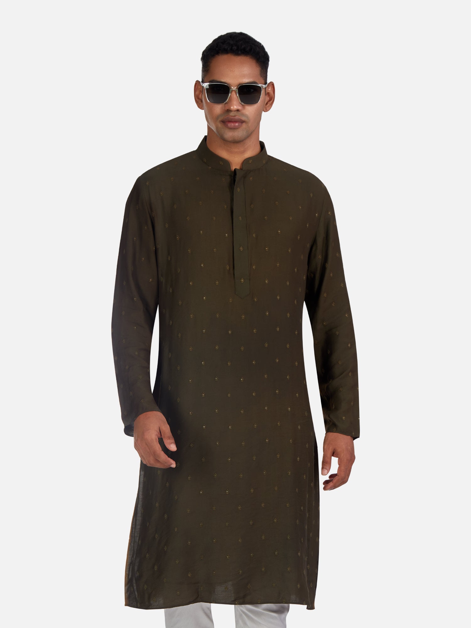 Enchanted Olive Green Embroidered Kurta