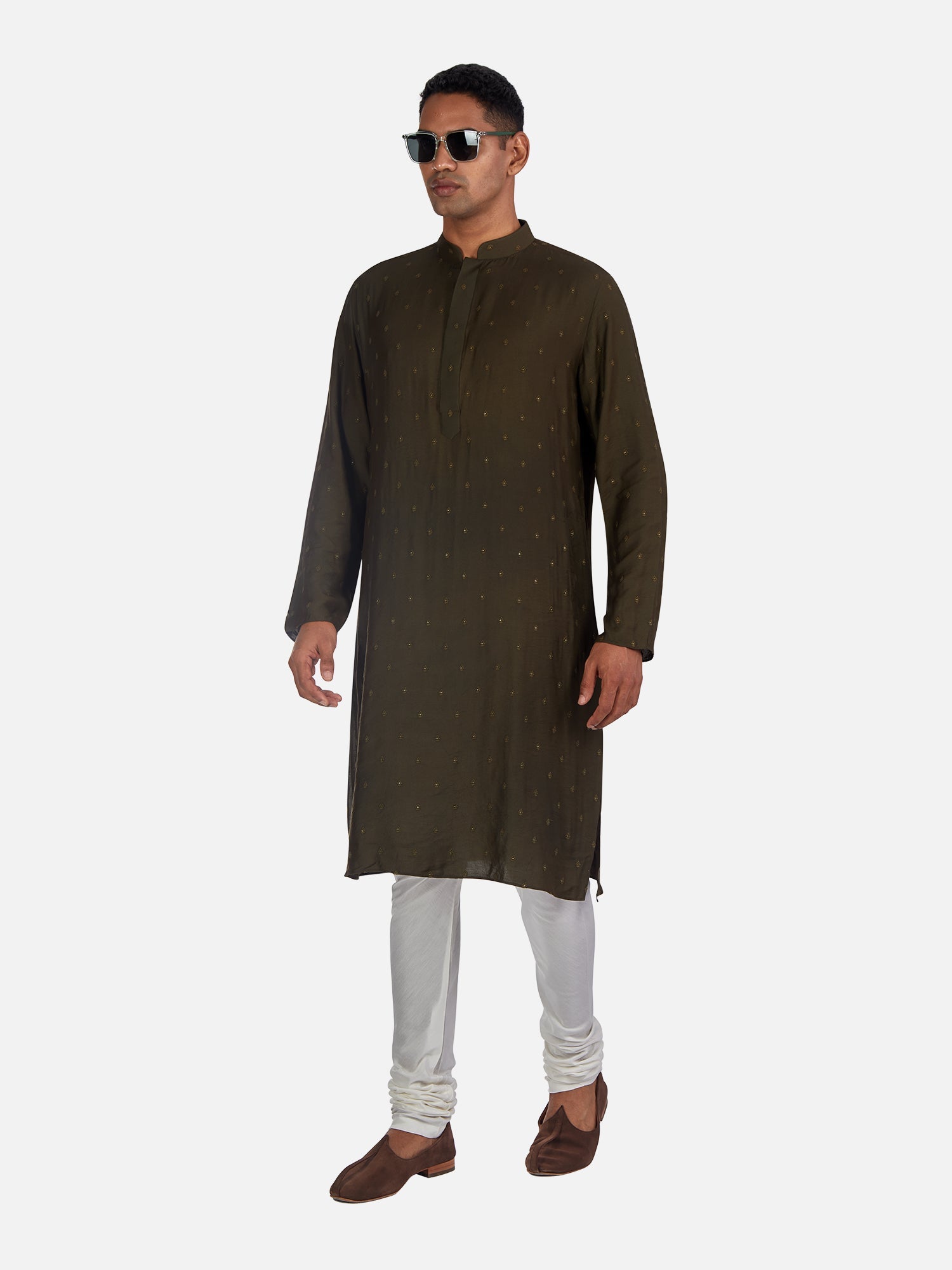 Enchanted Olive Green Embroidered Kurta