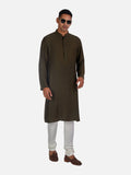 Enchanted Olive Green Embroidered Kurta