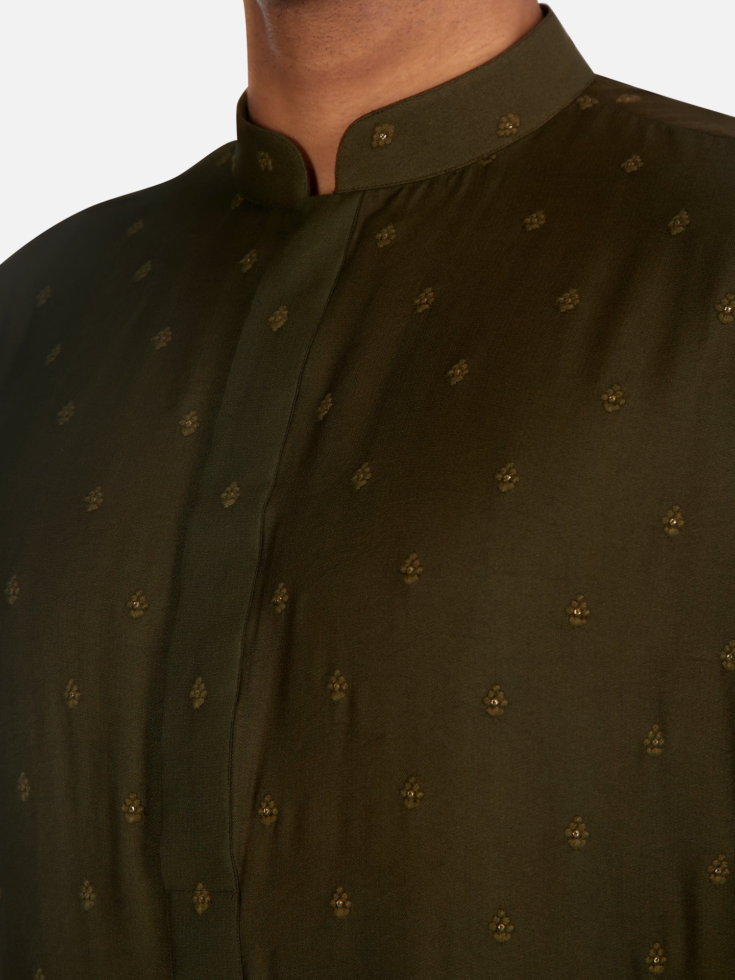 Enchanted Olive Green Embroidered Kurta