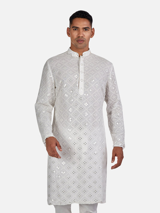 Ivory Twinkle Embroidered Kurta 1500