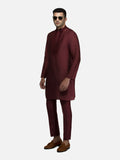 Maroon Embroidered Short Kurta with Trouser Set