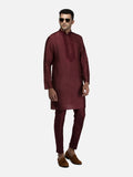 Maroon Embroidered Short Kurta with Trouser Set