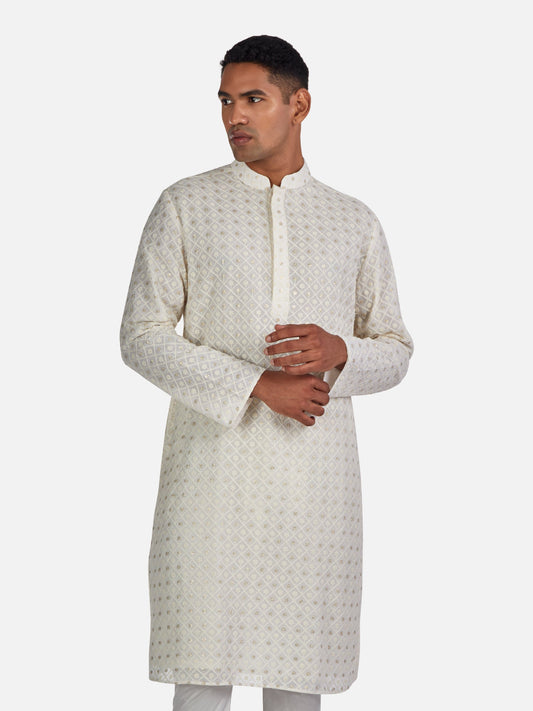 Ivory Pearl Embroidered Kurta 1500