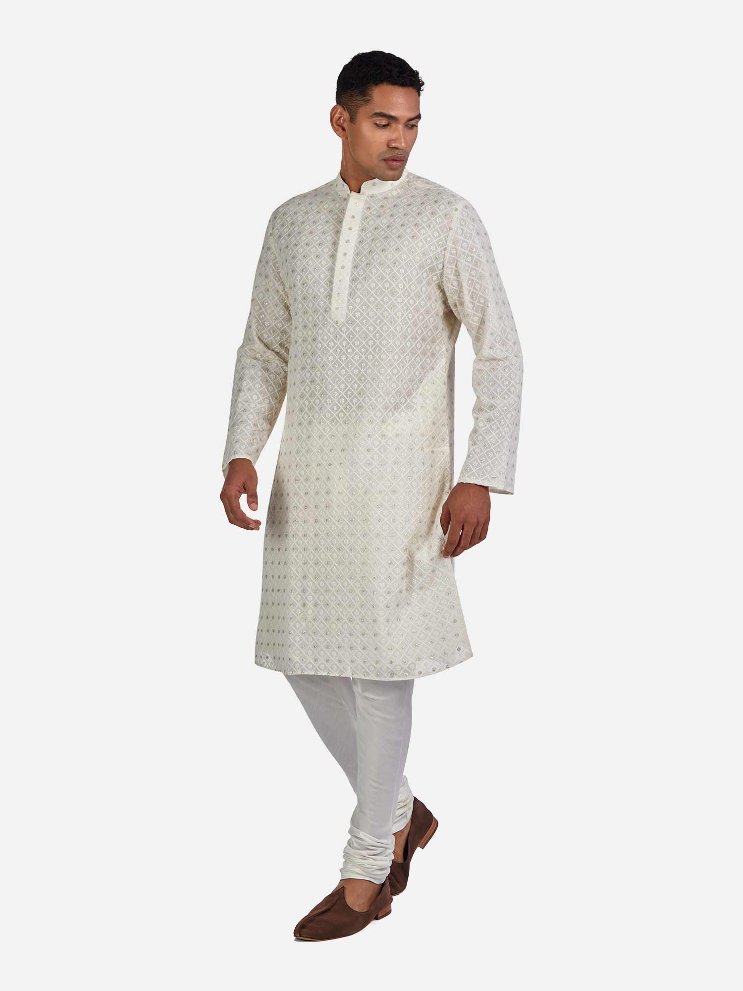 Ivory Pearl Embroidered Kurta