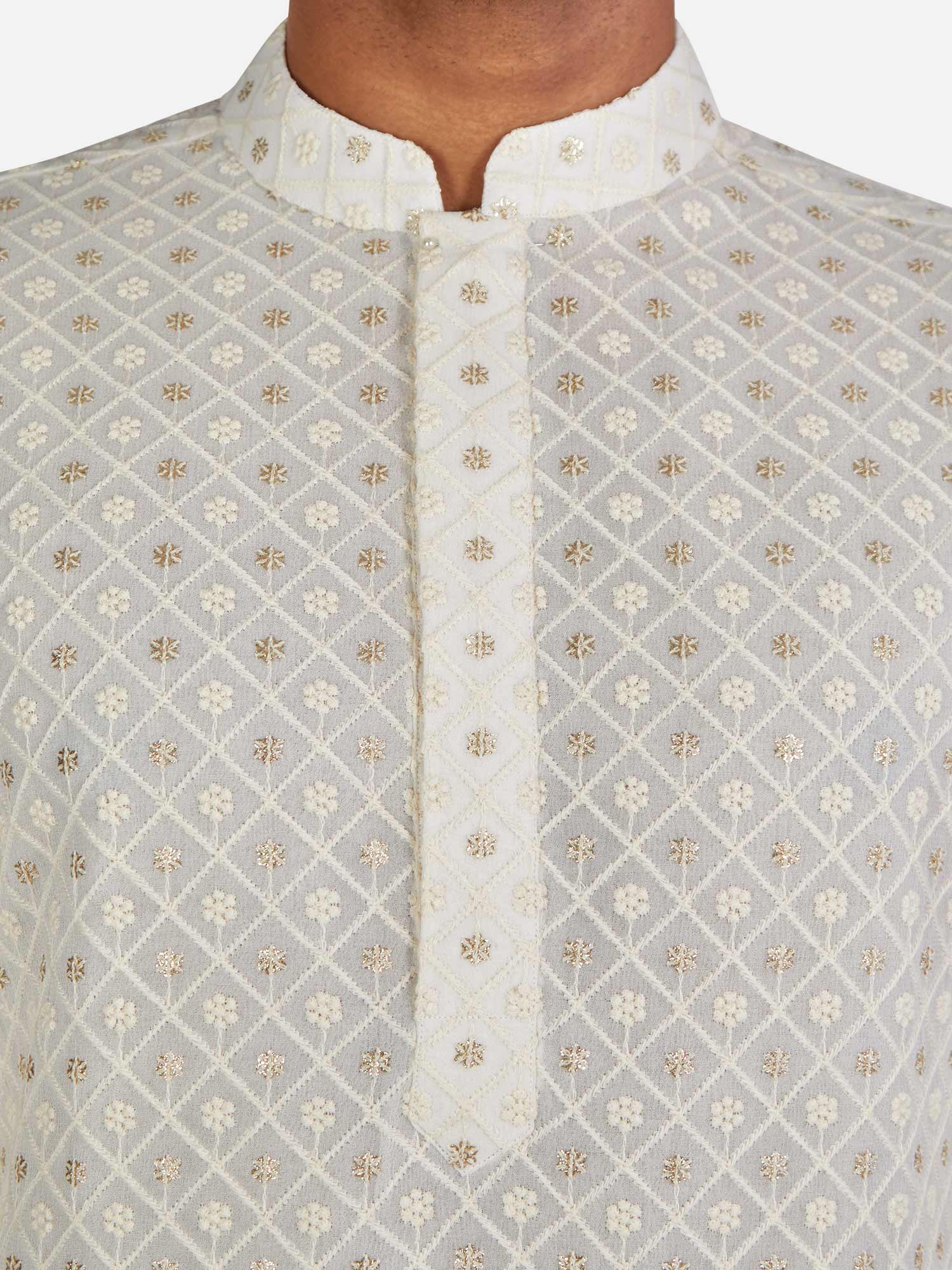 Ivory Pearl Embroidered Kurta